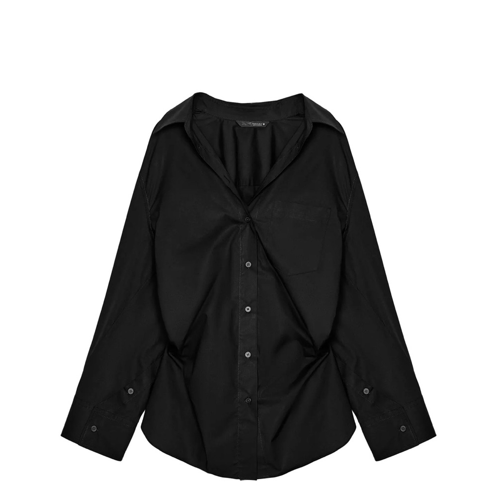 ZARA PUPLIN Black Dress Shirt! NWT XS - Picture 1 of 1